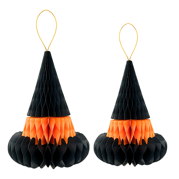 Chapéu Bruxa papel preto e laranja - Image 2